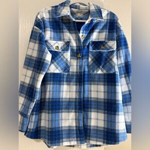 Blue and White Plaid women Shirt